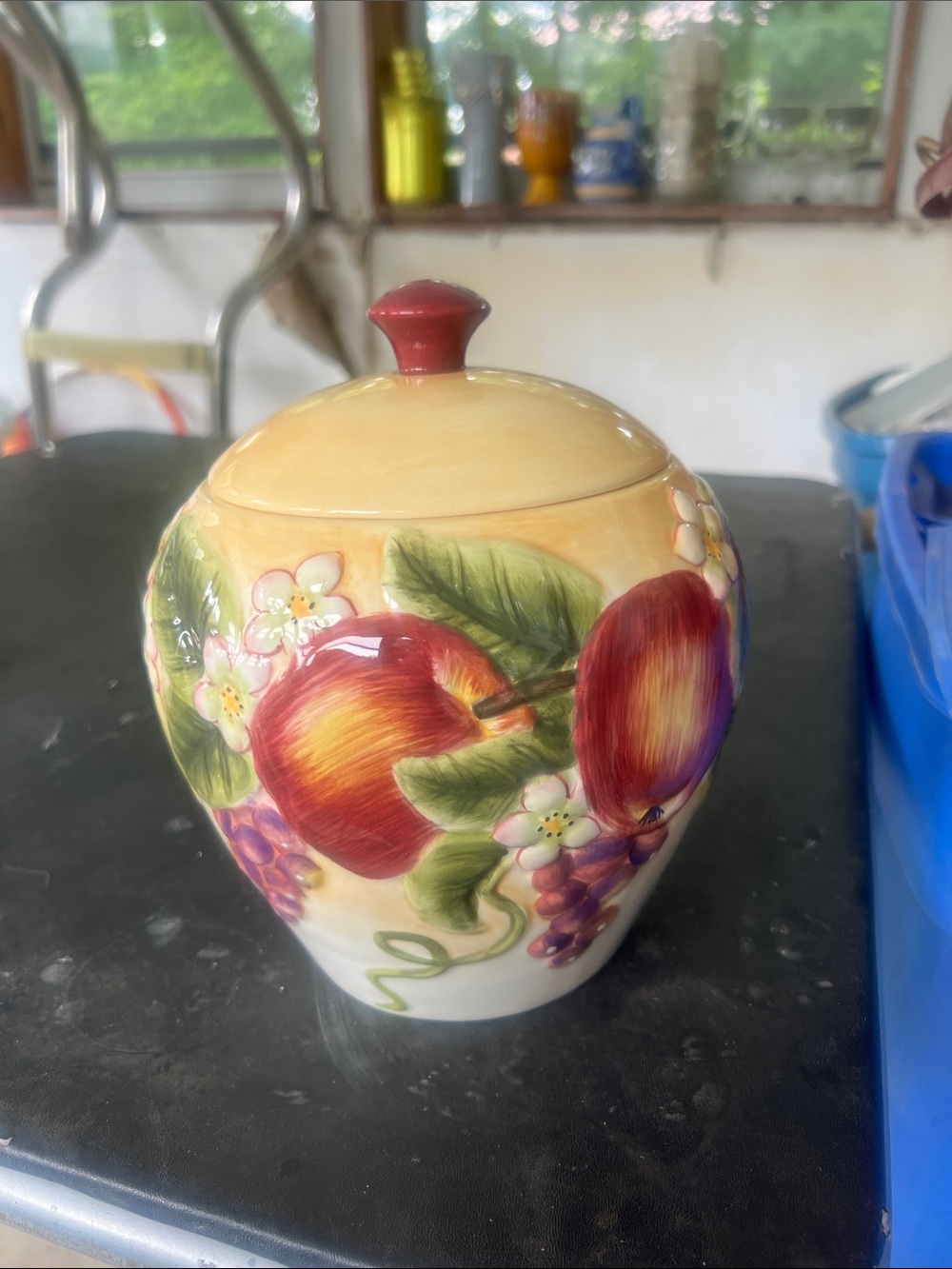 Vintage apple cookie jar